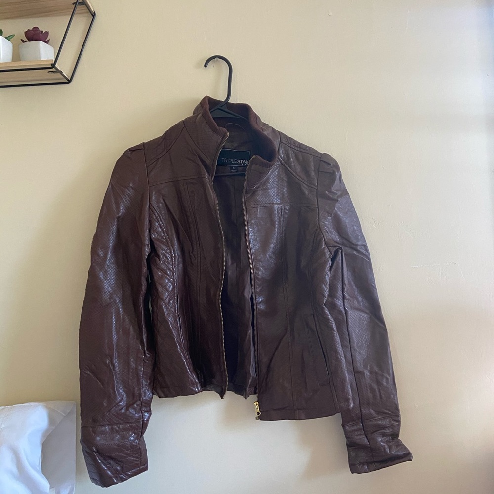 Brown leather jacket
